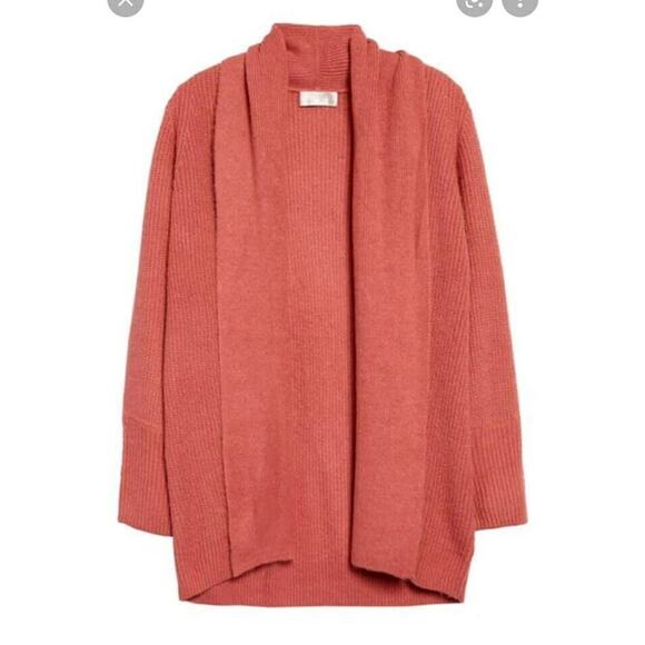 RACHEL PARCELL Shawl Collar Open Cardigan in Red Baroque XS NEW $99 - Picture 1 of 5